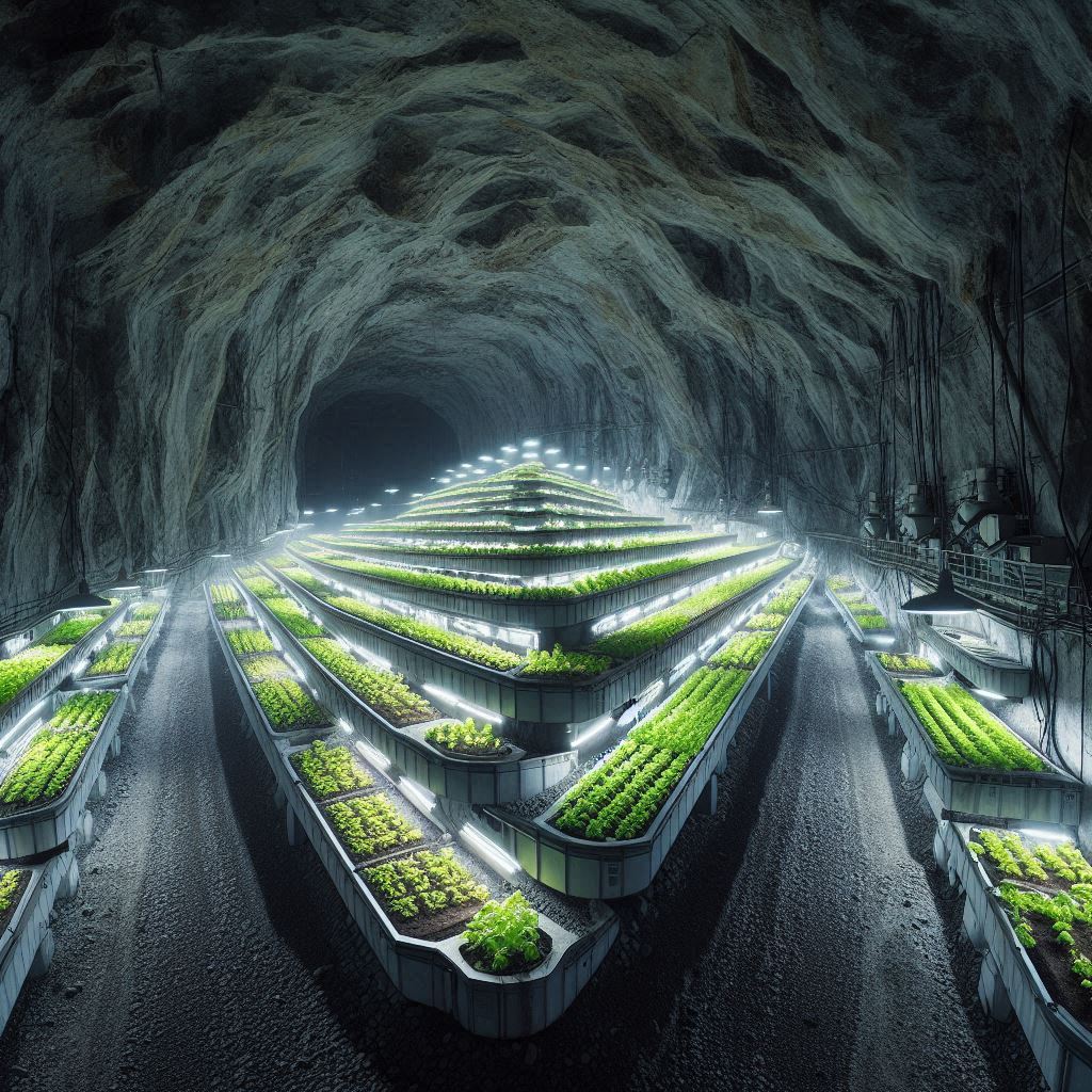 Abandoned mines or specially designed tunnels can be repurposed for vertical cultivation
