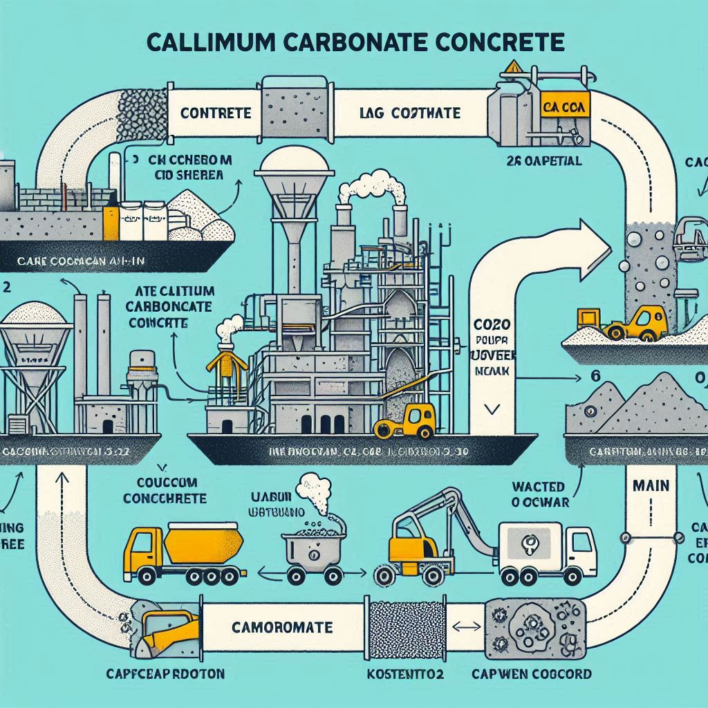 process of creating calcium carbonate concrete from waste concrete and captured CO2.