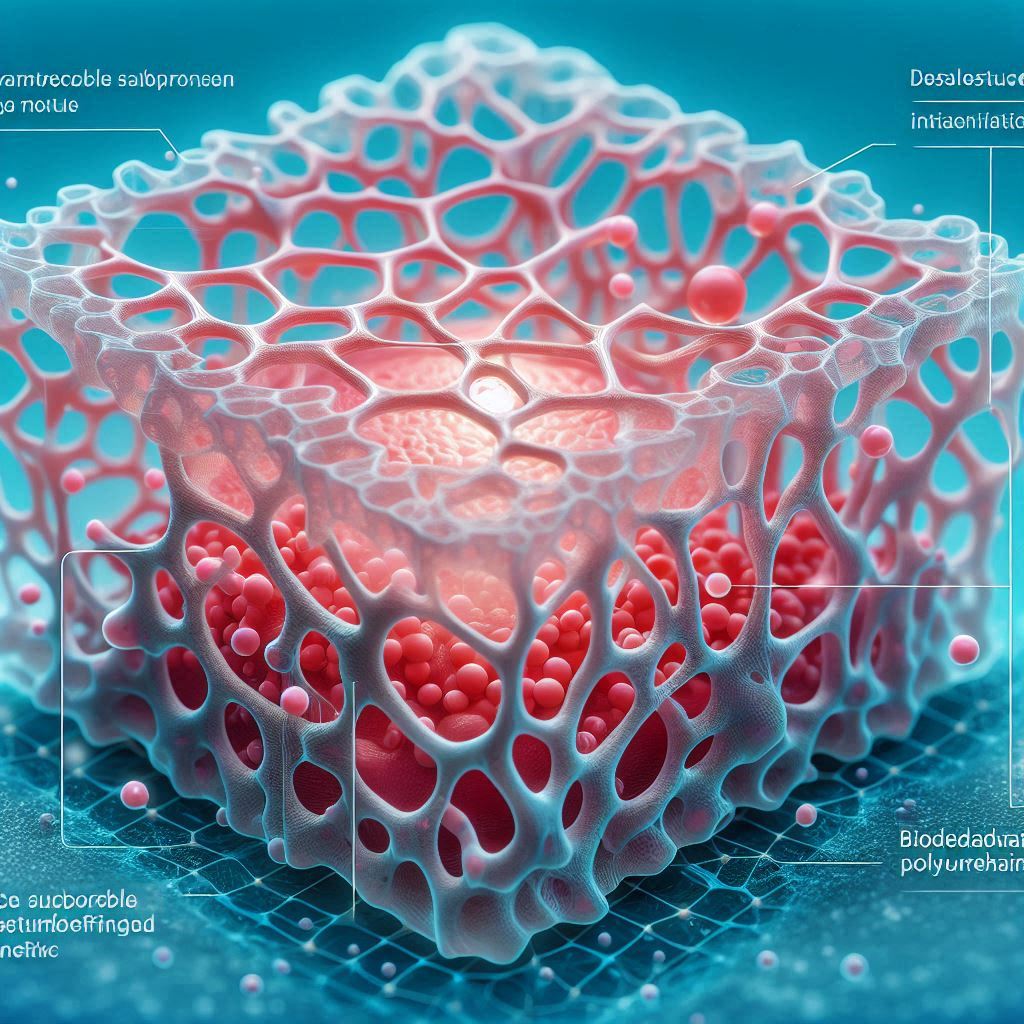 tissue scaffold used in medical applications, made from biodegradable polyurethane