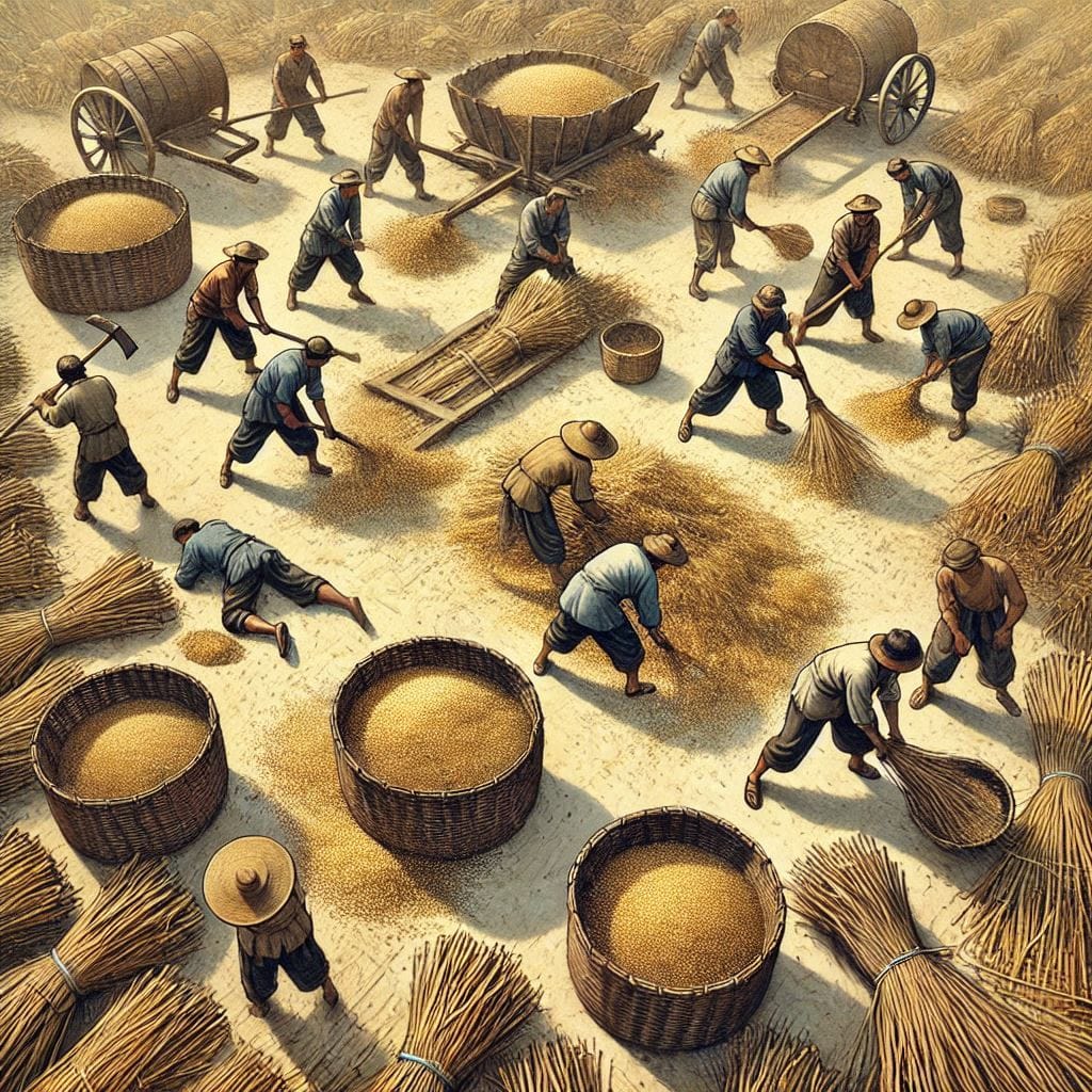 Manual threshing