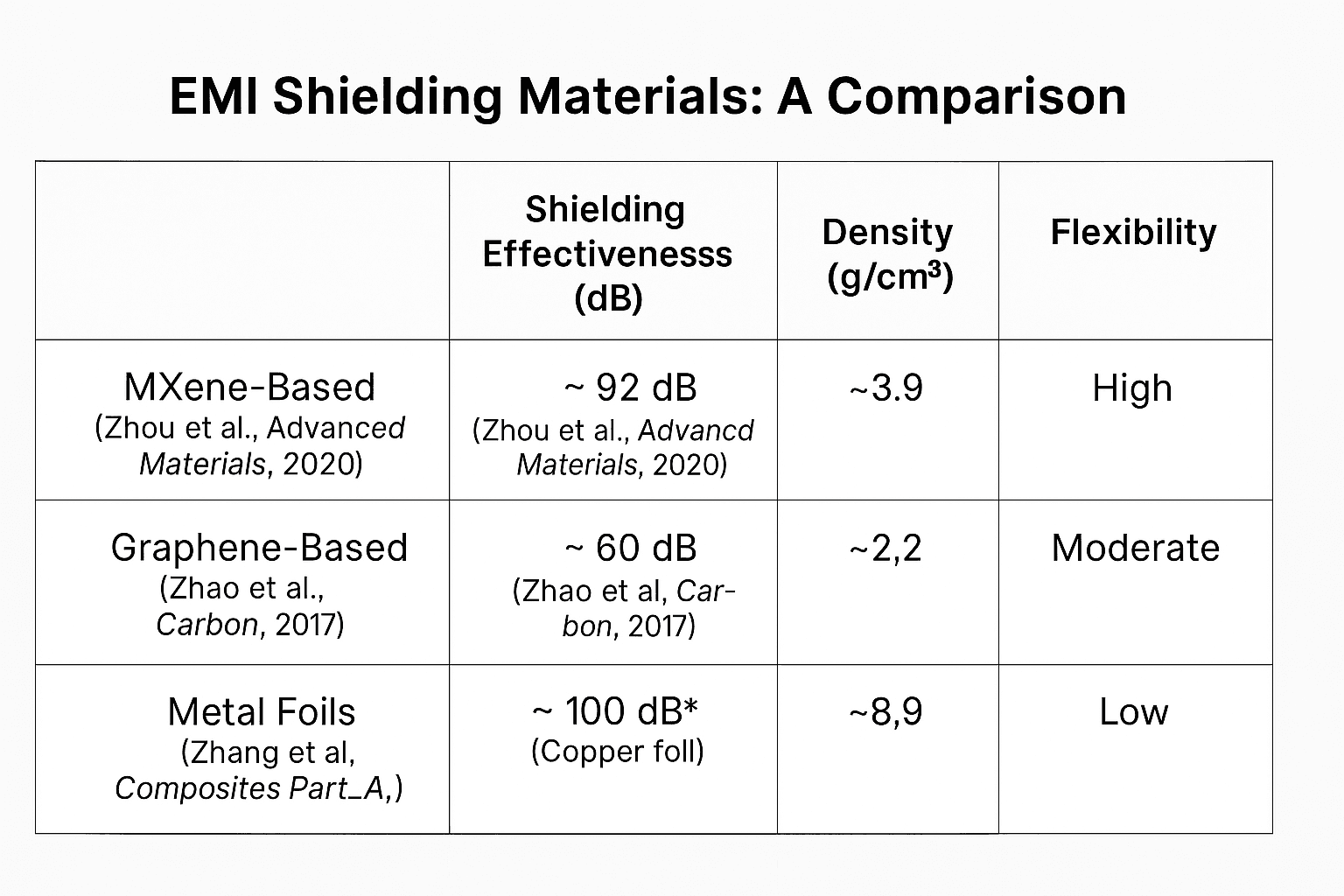 EMI Shielding materials-Comparison