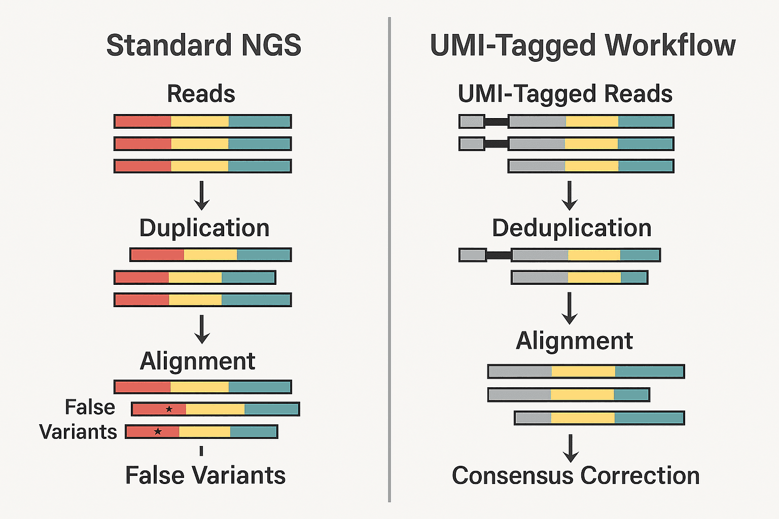 comparison between standard NGS and UMI-tagged workflows