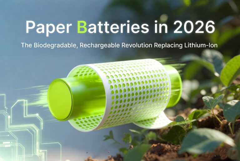 Read more about the article Paper Batteries in 2026: The Biodegradable, Rechargeable Revolution Replacing Lithium-Ion
